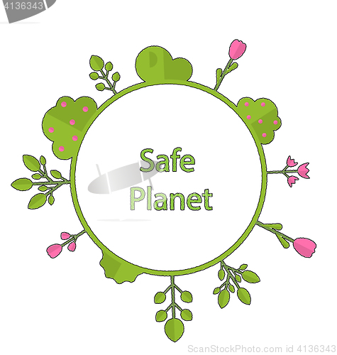 Image of Frame form circle green earth plant flower cry safe planet