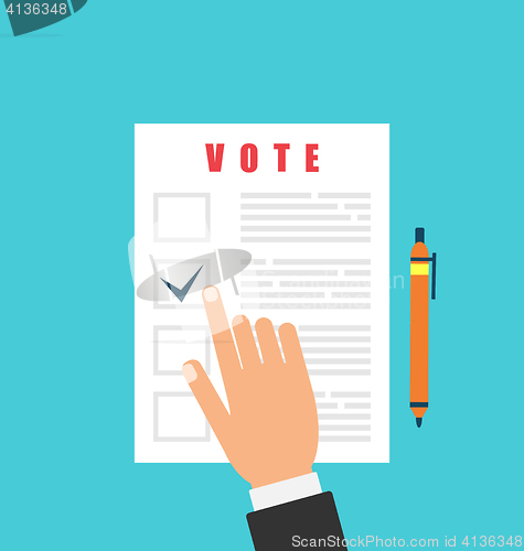 Image of Human and Ballot Papers. Election and Voting Elements