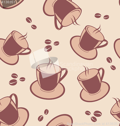 Image of Seamless pattern with coffee cups and beans