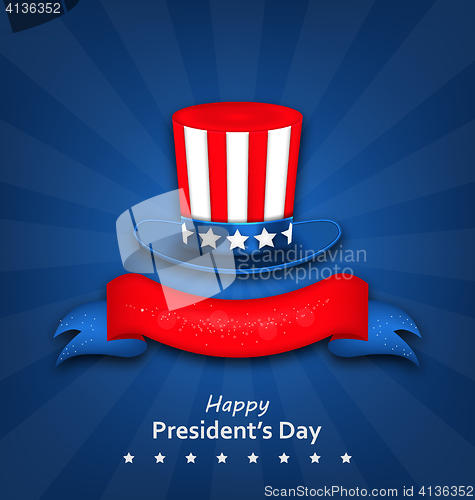 Image of Abstract Flyer with Uncle Sam\'s Hat for Happy Presidents Day of 