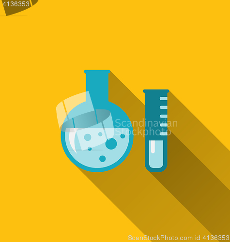 Image of Modern flat icons of chemical tubes with long shadows