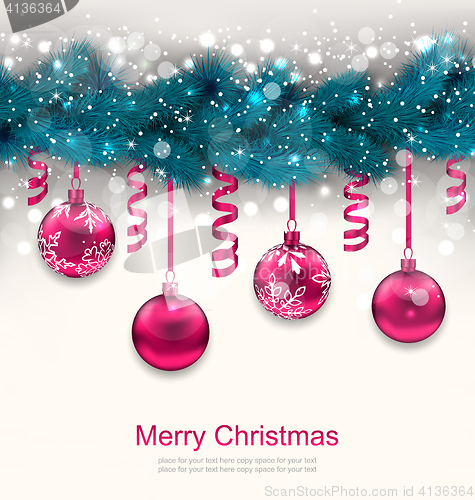 Image of Holiday Background with Christmas Fir Branches