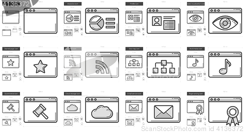 Image of Application line icon set.