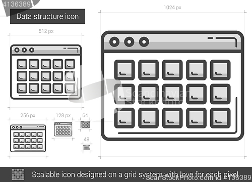 Image of Data structure line icon.