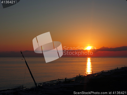 Image of sunset in ocean Bali