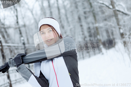 Image of Morning gymnastics of athletic woman