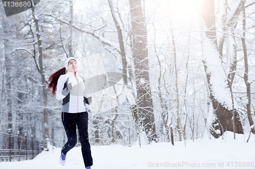 Image of Sport brunette jogging on morning