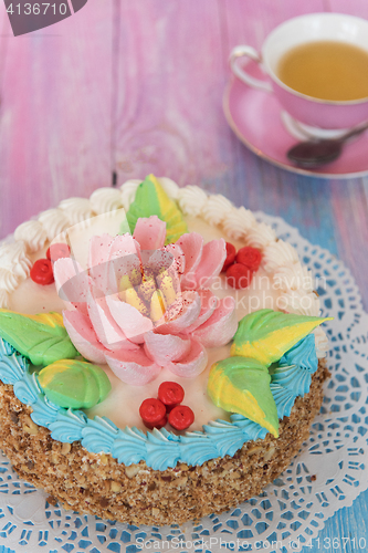 Image of cakes on color background