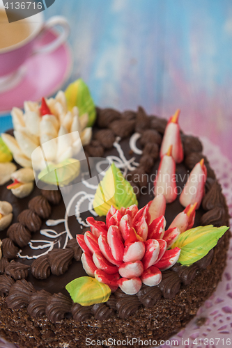 Image of Cake on color background