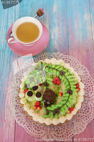 Image of cakes on color background