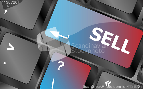 Image of sell written on keyboard keys showing business or finance concept . keyboard keys. vector illustration