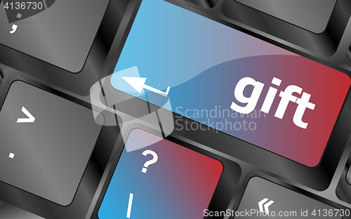 Image of Computer keyboard with gift key - business background . keyboard keys. vector illustration