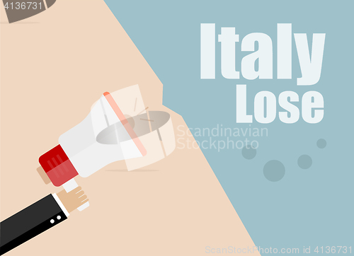 Image of Italy lose. Flat design vector business illustration concept Digital marketing business man holding megaphone for website and promotion banners.