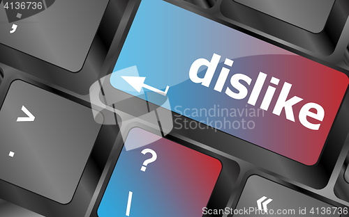 Image of dislike key on keyboard for anti social media concepts . keyboard keys. vector illustration