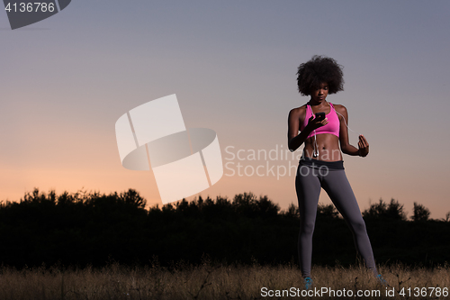 Image of young african american woman in nature