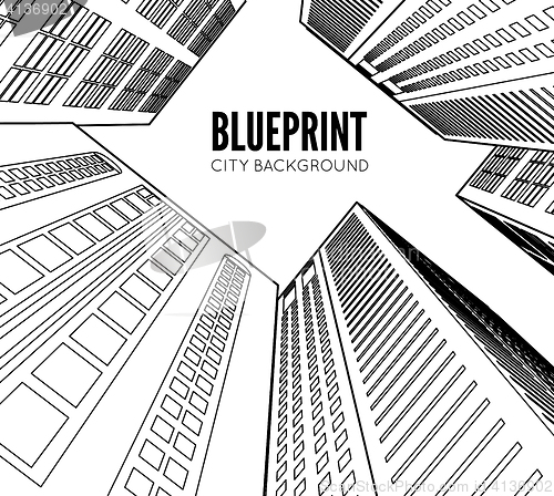 Image of Building wireframe. 3d render city.