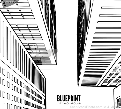 Image of Building wireframe. 3d render city.