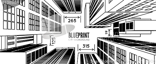 Image of Building wireframe. 3d render city.
