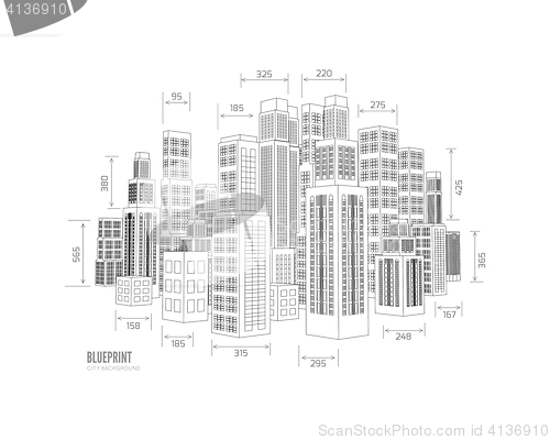 Image of Building wireframe. 3d render city.