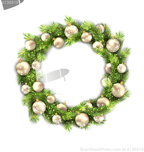 Image of  Christmas Wreath with Balls, New Year and Christmas Decoration