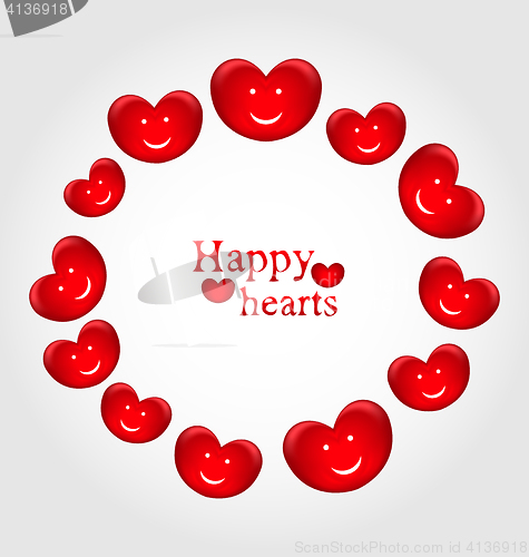 Image of Round frame made in smiling hearts for Valentines Day