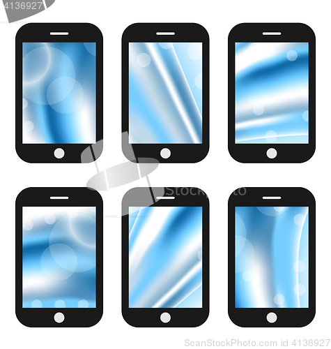 Image of Abstract splash screens for mobile phones app with different wav