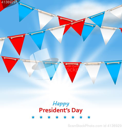 Image of Bunting Flags in Patriotic Colors of USA for Happy Presidents Da
