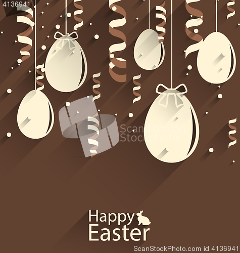 Image of Happy Easter Chocolate Background with Eggs and Serpentine