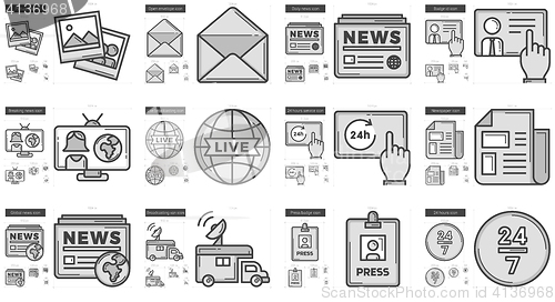 Image of Journalism line icon set.