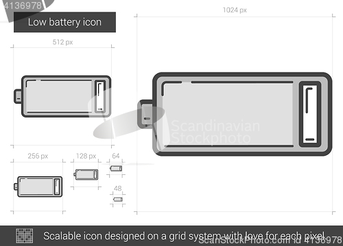 Image of Low battery line icon.
