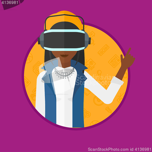 Image of Woman wearing virtual reality headset.
