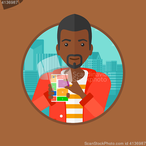 Image of Man with modular phone vector illustration.