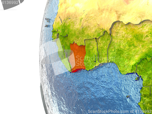 Image of Ivory Coast on globe