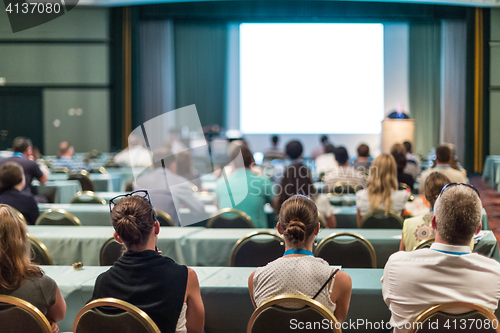 Image of Audience in lecture hall on scientific conference.