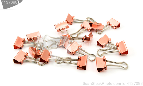 Image of Copper-coloured metal binder clips