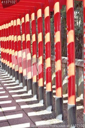 Image of Row of red torii gates at Inuyama, Japan