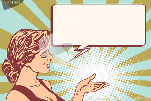 Image of girl promoter, hand gesture