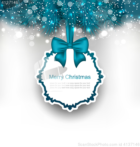 Image of Christmas Greeting Card with Bow Ribbon