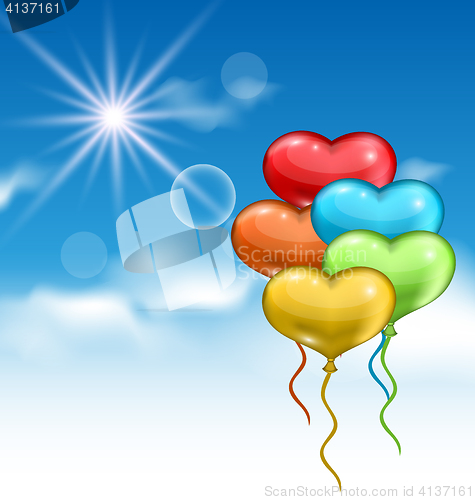 Image of Collection glossy colorful hearts balloons for Valentine Day in 