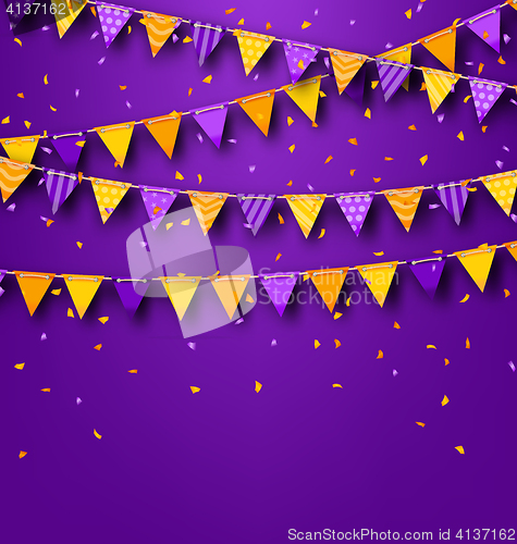 Image of Halloween Party Background with Colored Bunting Pennants