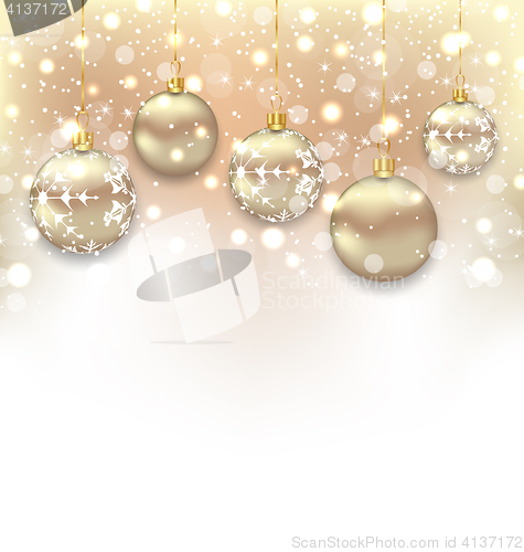 Image of Christmas shimmering background with balls and copy space for yo