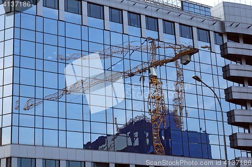 Image of Modern buildings of glass and steel skyscrapers against the sky