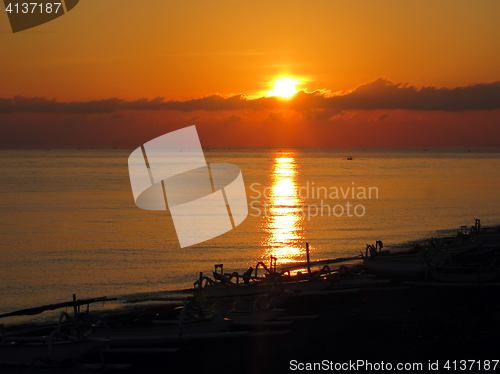 Image of sunset in ocean Bali