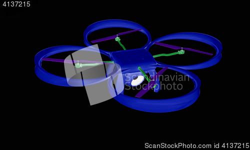 Image of Drone, quadrocopter, with photo camera. 3d render