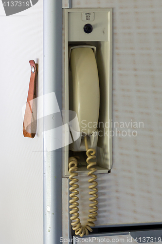 Image of Vintage telephone in an airplane