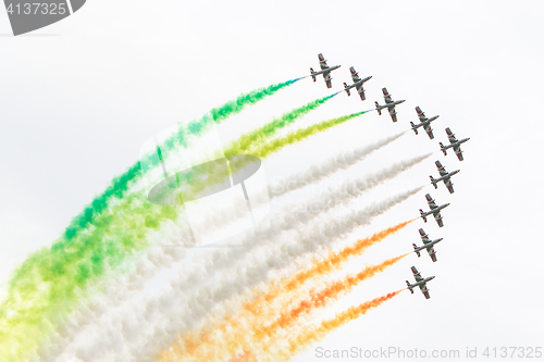 Image of LEEUWARDEN, THE NETHERLANDS-JUNE 10, 2016: Italian aerobatic tea