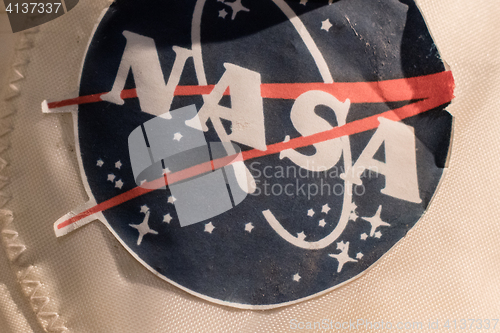 Image of Closeup of an old NASA spacesuit