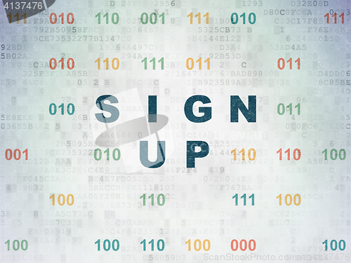 Image of Web development concept: Sign Up on Digital Data Paper background
