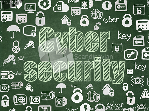 Image of Security concept: Cyber Security on School board background