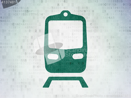 Image of Tourism concept: Train on Digital Data Paper background